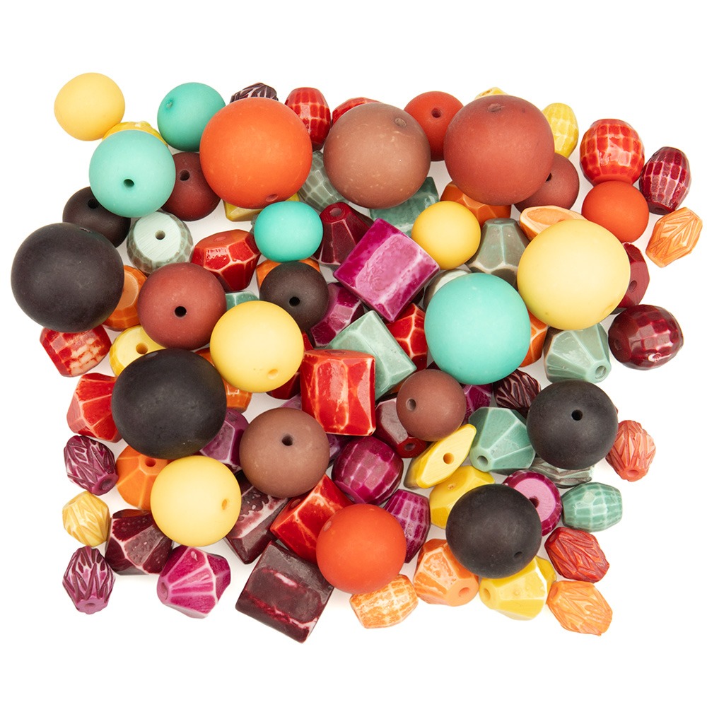 Craft County Resin Bead Mix – 1 LB Bag of Assorted 10mm-16mm Round Beads for Jewelry Making and Crafting – Assorted