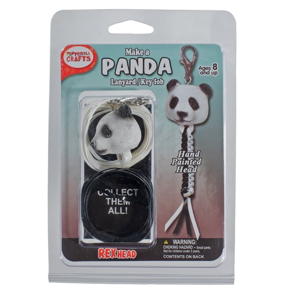 Craft County Rex Head Keychain Kits - 1 Hand Painted Plastic Key Chain Head, 1 Metal Clasp, 20 Feet of Rexlace Plastic Lacing, and Instructions - Made for Ages 8 Years and Up