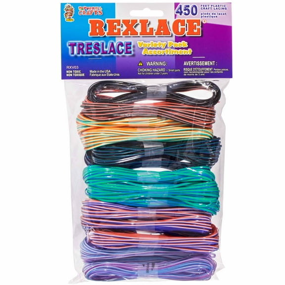 Craft County Rexlace Variety Pack of Plastic Craft Lacing for Key Chains & Bracelets