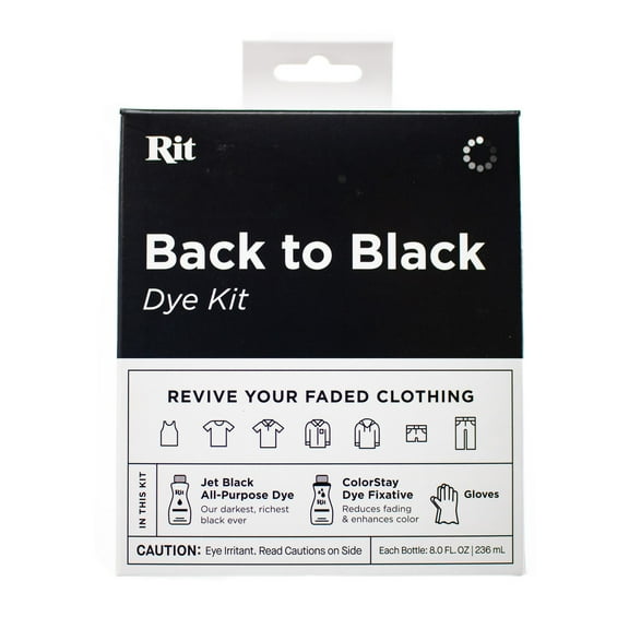 Craft County Rit Back to Black Dye Kit Restore Faded Clothing Vibrant Black Two Bottles of 8.0 FL. OZ.