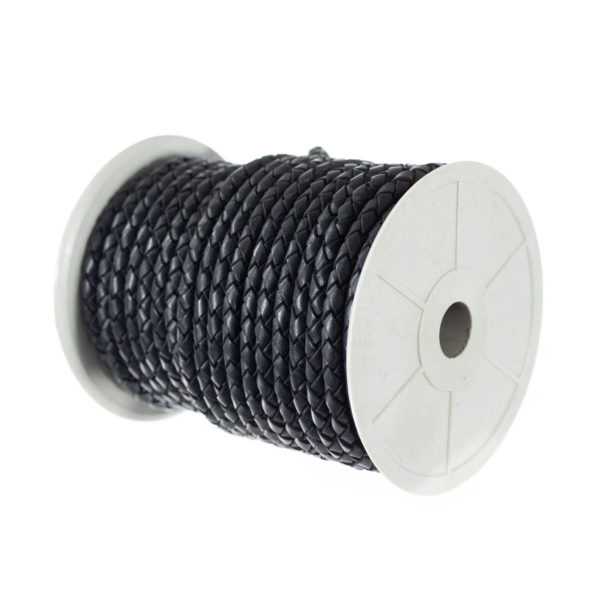 Craft County Round Braided Leather Crafting Cord - 3mm or 5mm Diameter for DIY Jewelry Making and More