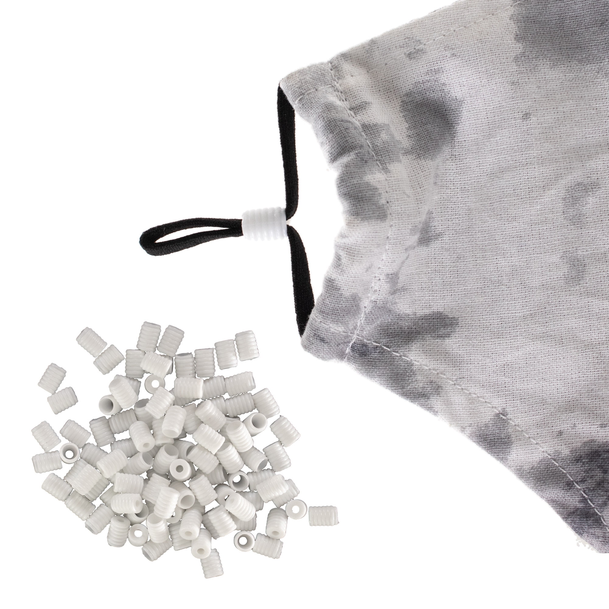 Craft County Silicone Elastic Cord Locks Comfortable Black & White