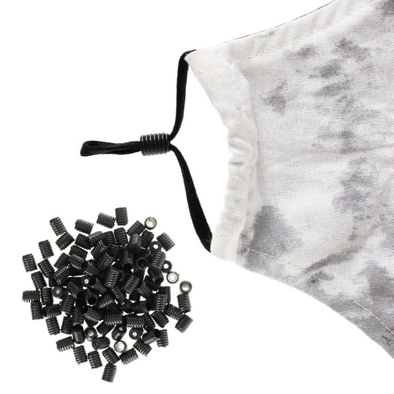 Craft County Silicone Elastic Cord Locks - Comfortable Black & White Drawstring Toggle Adjusters - Packs of 5-250 Pieces