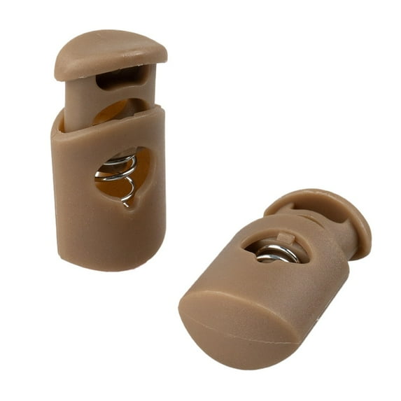 Craft County Single Hole Heavy Duty Plastic Cord Lock Clamp Toggle Stop Slider for Paracord, Drawstrings, Bungee Cord – Indoor/Outdoor Use (10 Pack, Coyote Brown)