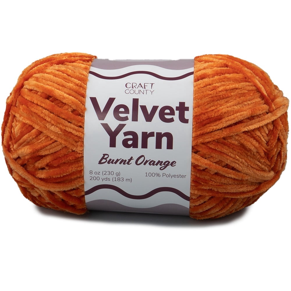 Craft County Velvet Yarn - Burnt Orange - Single Skein