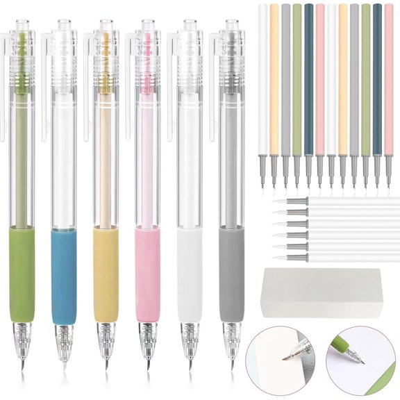 Craft Cutting Tools, 25 Pcs Knife Pen with Mini Sharpener Tungsten Steel and Ceramic Cutter Head Refills Retractable Utility Precis Paper Carving for Scrapbook Drawing DIY