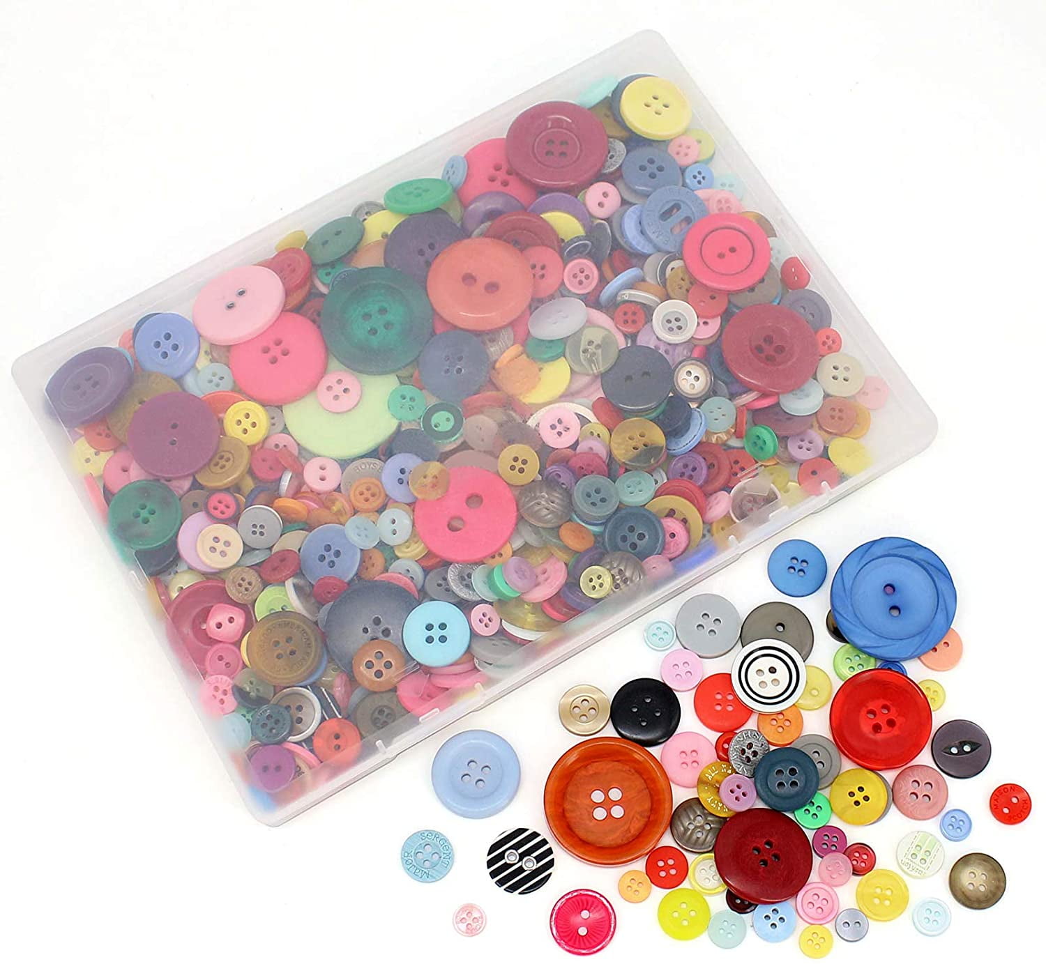 Craft DIY Buttons, About 600PCs Mixed Color Assorted Size Round