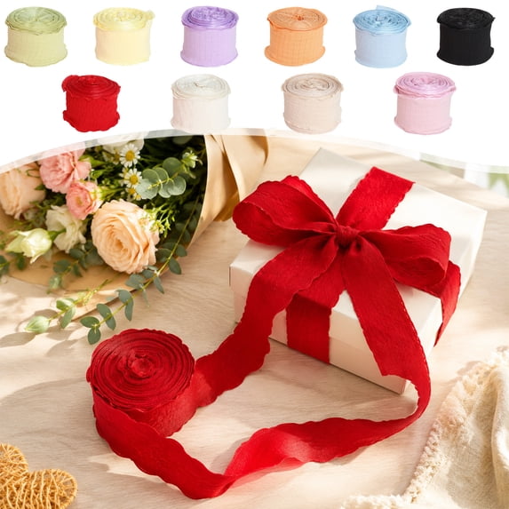 Craft Decor Ribbons,Iridescent Fishtail Organza Trim,Cuttable Polyester Ruffled Lace Roll for Diy Hair Bow Gift Wrapping Wedding Party Floral Embellishment(Beige)