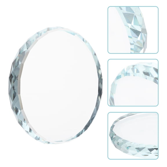 PENIKOKO Round Transparent Glass Display Stand Tray for Craft Projects and Home Decor, 1 Set