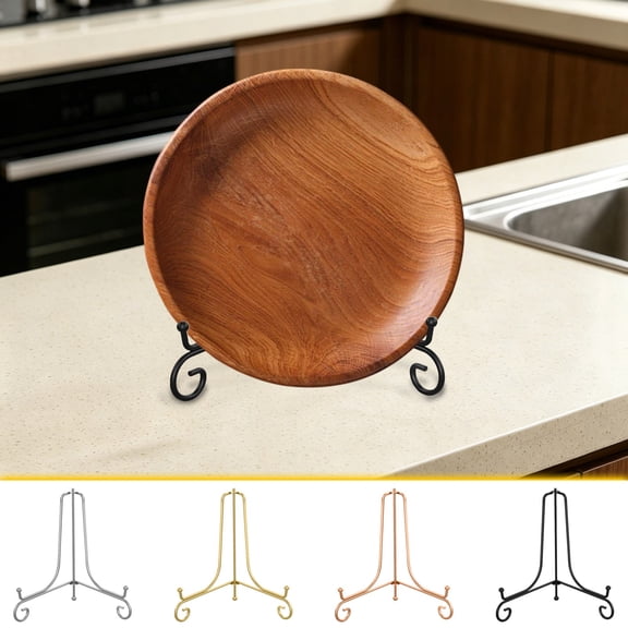 Craft Display Stand, Rose Gold, Plate Holder, Desktop Artwork Support Frame, Photo Frame Display Base, Decorative Bracket for Porcelain Plate, Artwork, Photo & Household Ornament Display