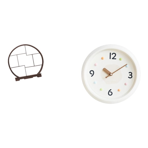 Craft Display Stand Wall Clock Wooden Antique Display Shelf Large Numerals Organizer for Home Office Study Room Decor