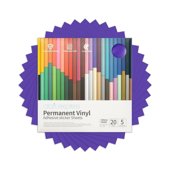 Craft Express 10 Pack 12x12 Inch Permanent Adhesive Vinyl Sheets