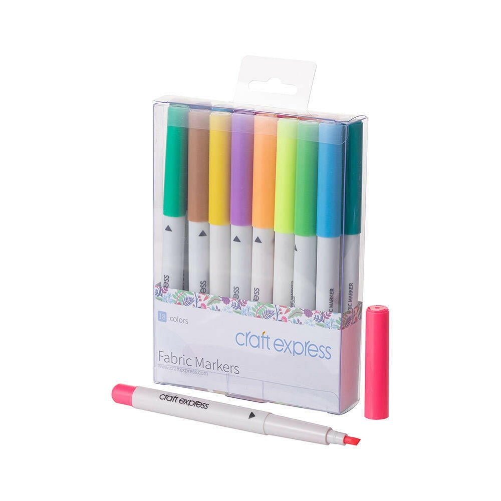 Craft Express 18 Pack of Assorted Colors Joy Fabric Markers