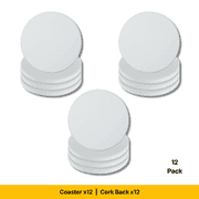 Craft Express 3 Ceramic Coasters 12-Pack   White Sublimation Blanks for Heat Press, DIY Custom Drink Coasters