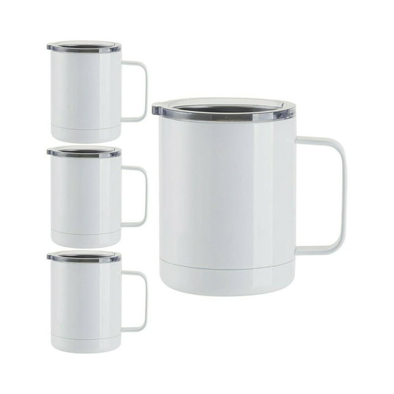Craft Express Sublimation Printing Stainless Steel Coffee Cup - 12 oz, White, Set of 4