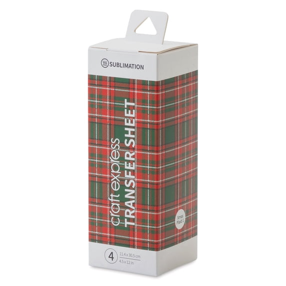 Craft Express Sublimation Pattern Transfer Sheets - Plaid 1, 4-1/2" x 12", Pkg of 4