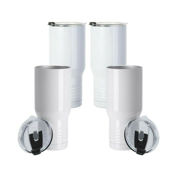 Craft Express Sublimation Printing Stainless Steel Travel Tumblers - 30 oz, White, Set of 4