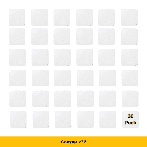 Craft Express White Square Ceramic Coasters 36-Pack Sublimation Blanks, Retail-Ready Custom Drink Coasters