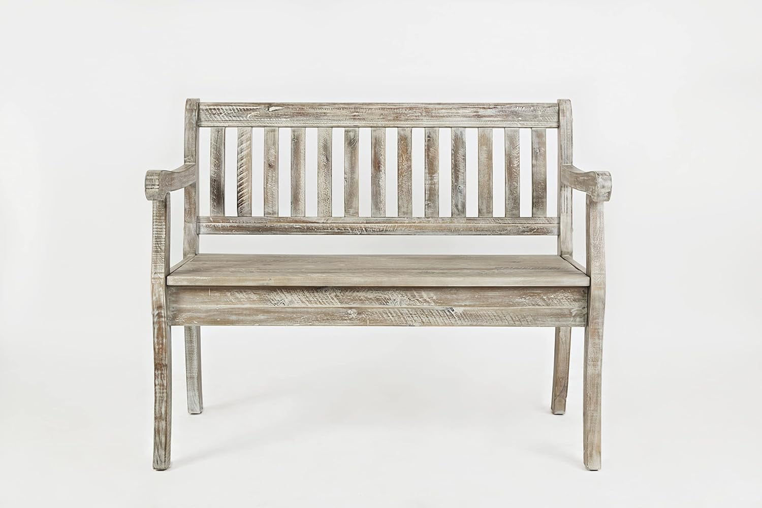 Rustic Washed Gray Acacia Storage Bench with Hidden Compartment