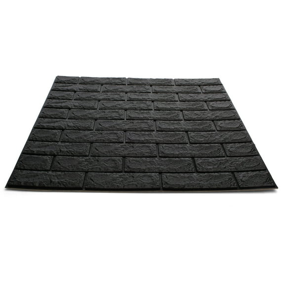 Craft Faux Brick Wall Panels - Peel and Stick Foam Brick - 3D Wall Panels for Fake Brick Wall - Self Adhesive Brick Wall Panels - 3D Brick Wallpaper (20 Pack, Black)