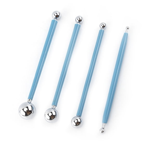 Craft Fill Pack of 4 Stainless Steel Ball Shape Modelling Tool Set with Rubber Grip Comfortable Handle for Shaping, Modeling Tools, Metal Tools