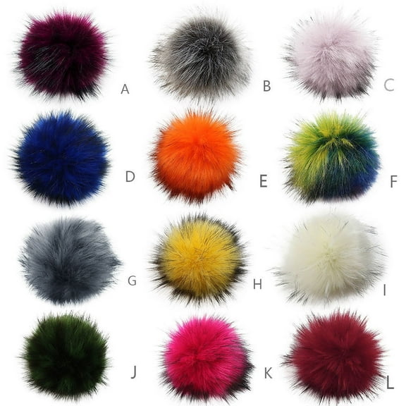 Craft Fur Pom Pom with Snap Fastener for Handmade Knit Hats and DIY Accessories