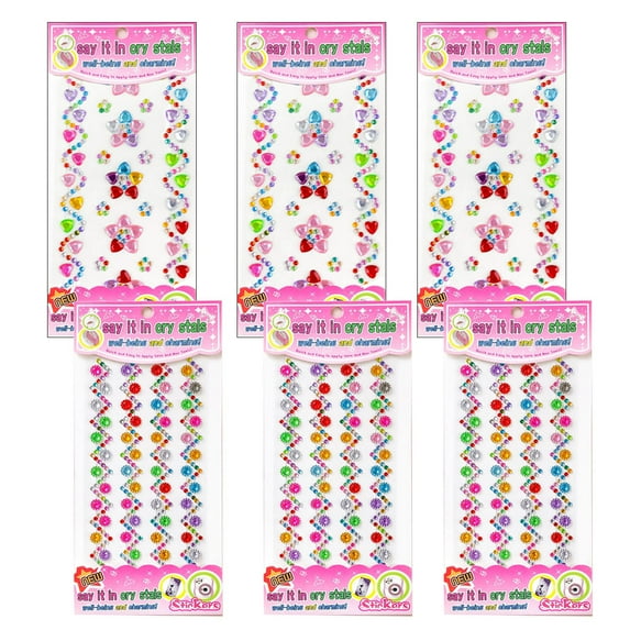 Craft Gems Self Adhesive Rhinestones Stickers for Crafts, Assorted Shapes, Sizes and Colors (6 Sheets)Style:Style 1;