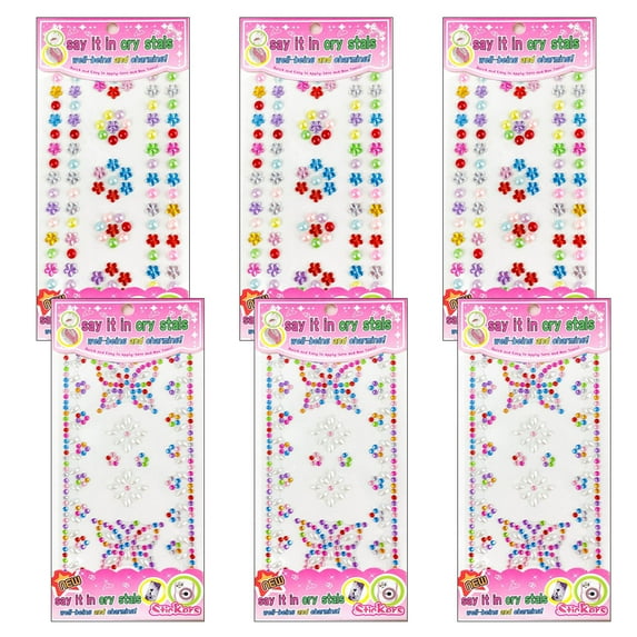 Craft Gems Self Adhesive Rhinestones Stickers for Crafts, Assorted Shapes, Sizes and Colors (6 Sheets)Style:Style 2;