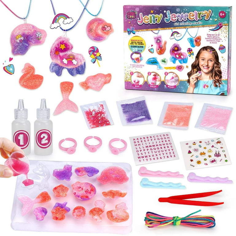 DIY Resin Silicone Jewelry Making Kit for Girls Age 7-12, Craft