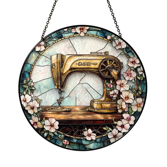 Craft Inspired Window Art – Sewing Machine Floral Design