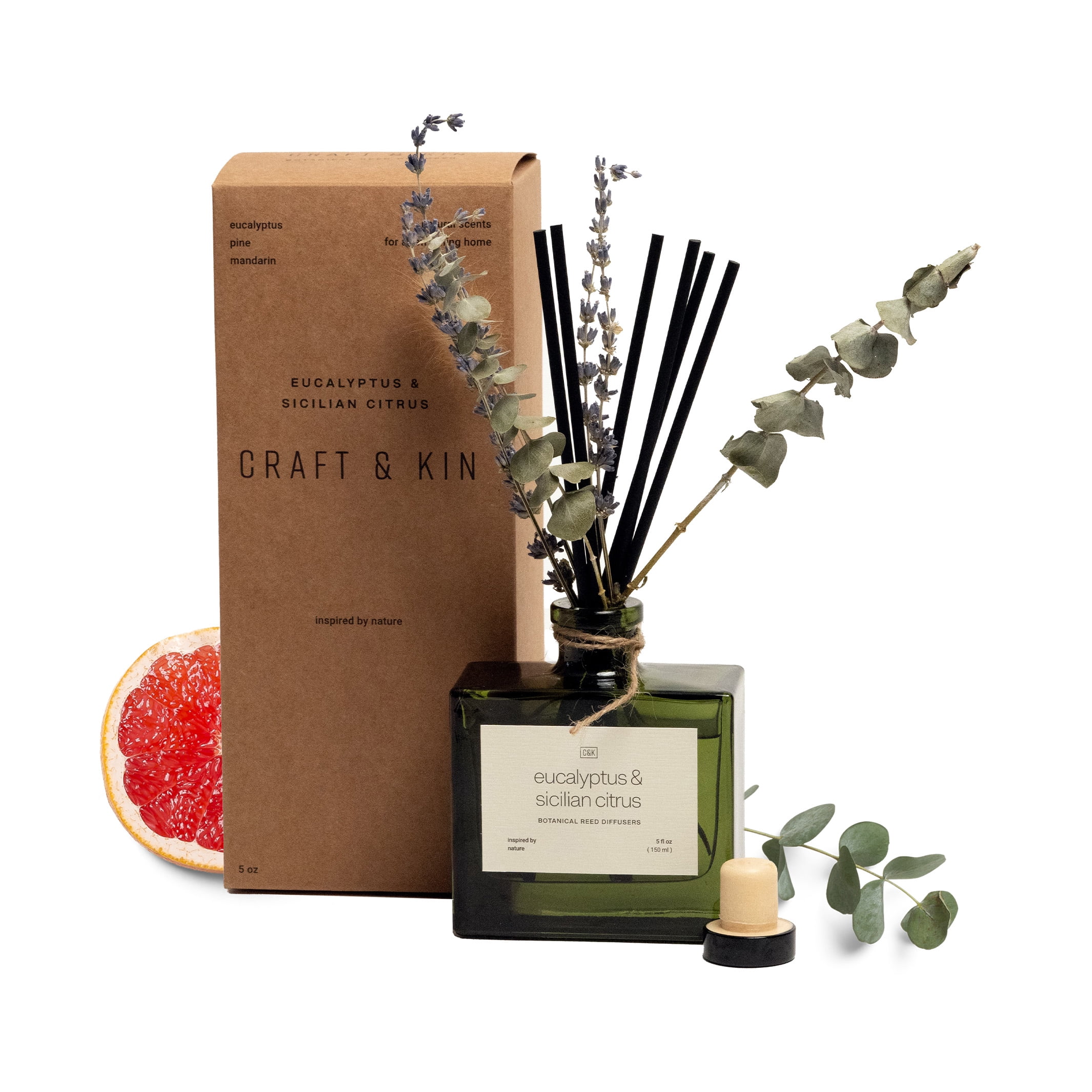 Craft & Kin Reed Diffuser Set With Flower For Home With Eucalyptus ...