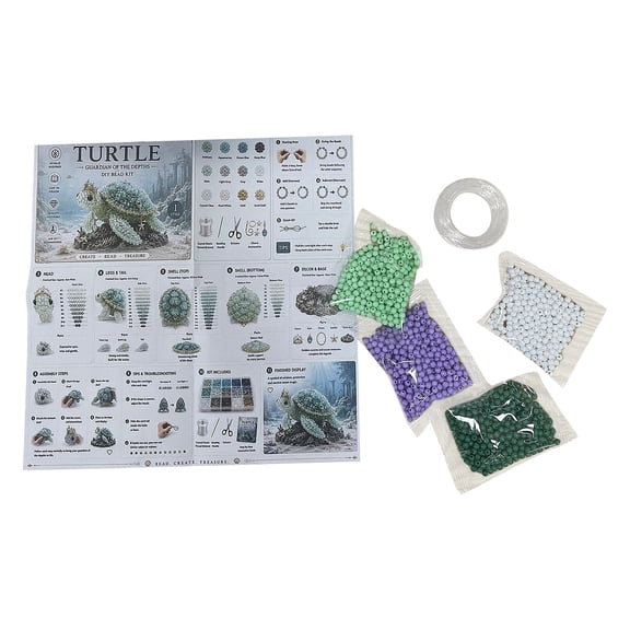 Craft Kit for Adults, Bead Animal Making Kit for Diy Sea Turtle Decor, Complete Jewelry Making Supplies for Adults, Ocean Themed Home and Party Decoration, Creative Handmade Art