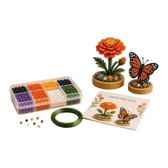 Craft Kit for Adults Diy Flower Bouquet Kit Bead Animal Making Kit Art Projects for Adults Mothers Day Gift Home Decor Beads for Crafts
