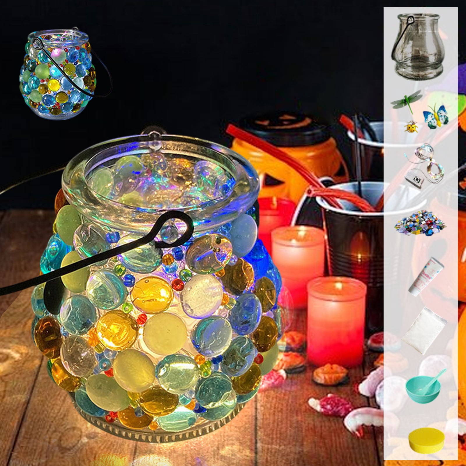 マダガスカル産　かち割り水晶　ガラスと真鍮のトレーセット　オーナメントセット Craft-Kits-Adults-Glass-Mosaic
