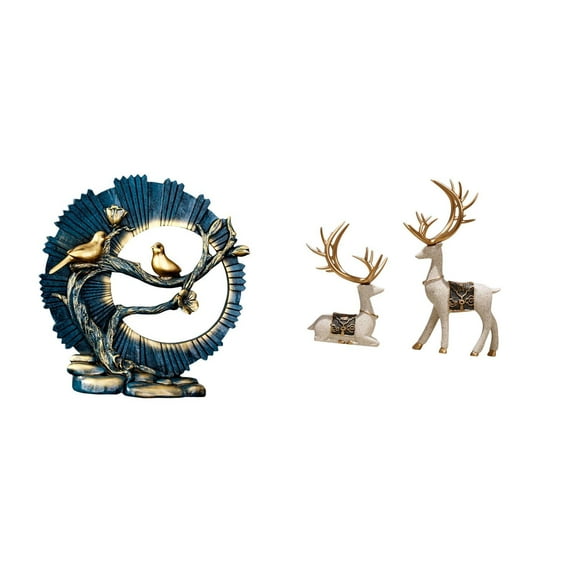 Craft Knick Knack Elk Figurine Resin Sculpture for Bedroom Office Mantel Family Friends Home Display