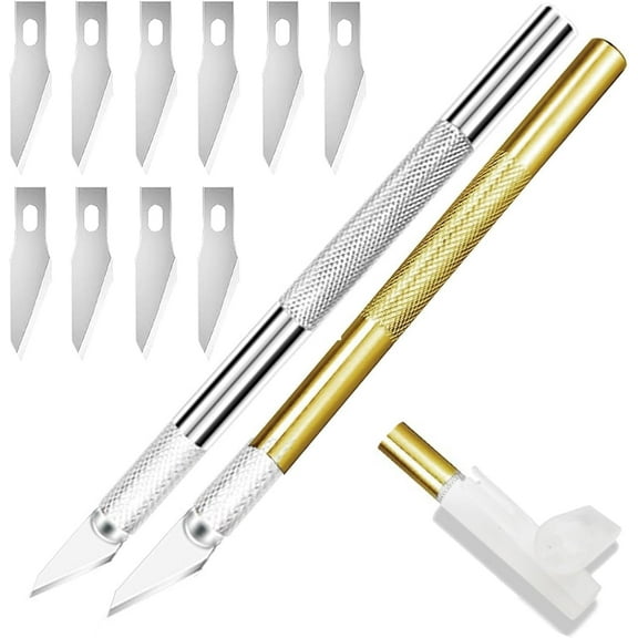 Craft Knife Exacto Knife, Precision Crafting Knife Set With 2 PCS Craft Knives 10 Blades Spare Replacement, Adults Carving Knife Hobby Knife Scalpel Knife Modelling Knife For Carving & Art Craft