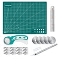thumbnail image 1 of Ergonomic 45mm Rotary Cutter Set With Extra Blades And Steel Ruler Ideal For Sewing Patchworking And Crafts In Stylish Turquoise, 1 of 7