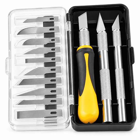 16-Piece Precision Craft Knife Set with 3 Handles and 13 Replaceable Blades, Hobby Knife Kit with Storage Case for Paper, Foam, Vinyl and Models