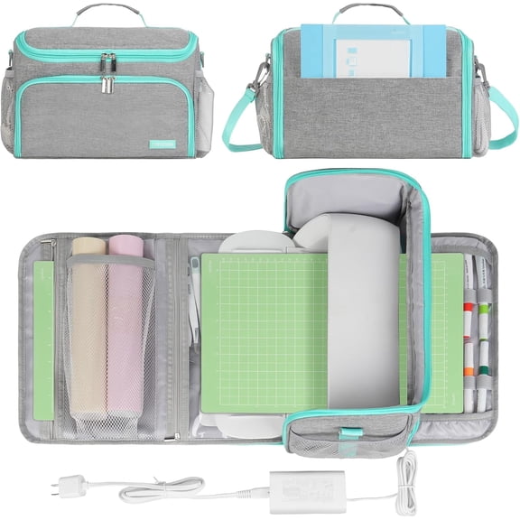 Craft Machine Travel Carrying Case, Compatible with Cricut Joy Xtra, Cricut Joy and Easy Press Mini, Multi‑Pocket Storage for Craft Supplies, Gray, Bag Only