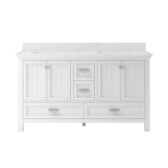 Craft + Main BAWVT6122D-QCB Brantley 60" Free Standing Double Basin Vanity Set - White
