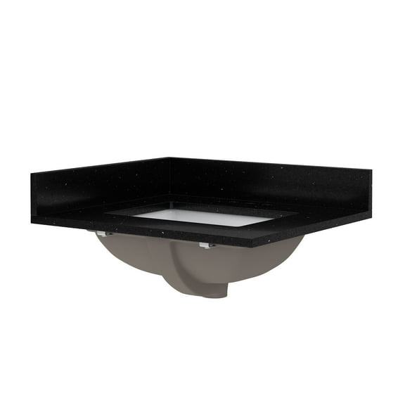 Craft + Main Qz25224r 25" Quartz Vanity Top - Black Galaxy
