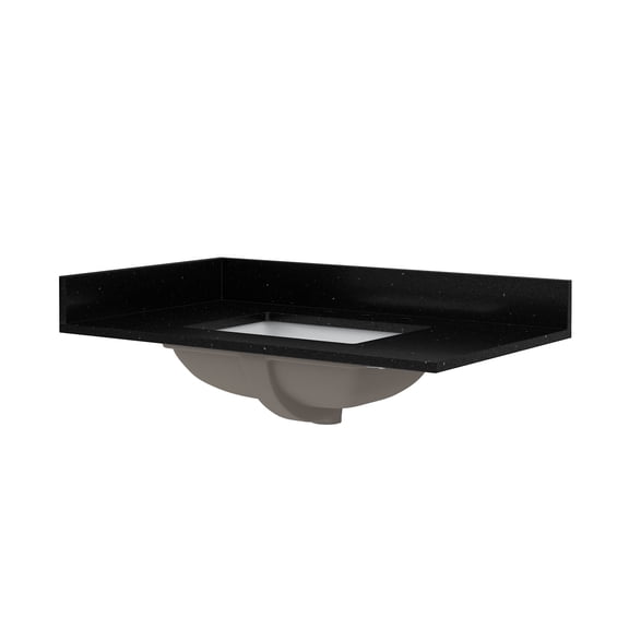 Craft + Main Qz37228r 37" Quartz Vanity Top - Black Galaxy