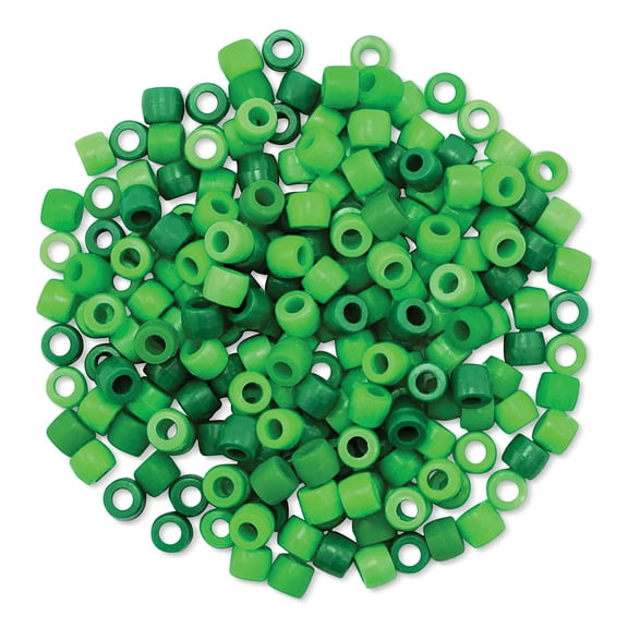Craft Medley Barrel Pony Beads - Verdi, Package of 200