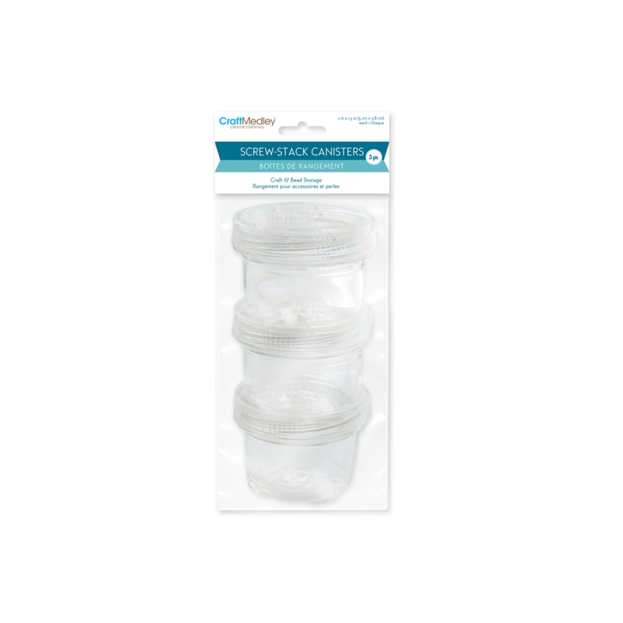 MULTICRAFT Craft Medley Bead Storage Screw-Top Cups 3/Pkg-1.5oz