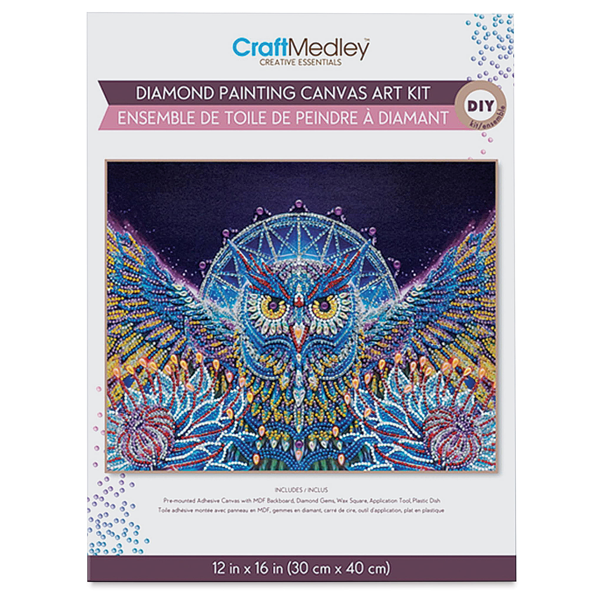 Craft Medley Diamond Painting Canvas Art Kit - Owl