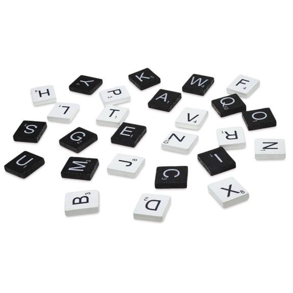 Craft Medley Letter Tiles - Black and White, Package of 26