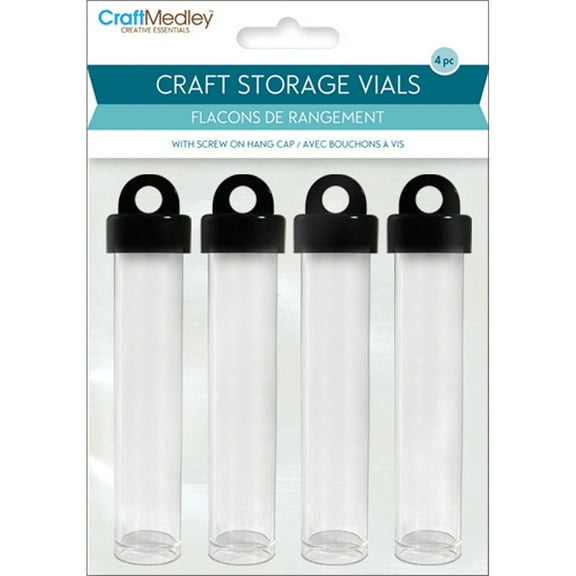 Craft Medley Plastic Storage Vials - 4", Package of 4