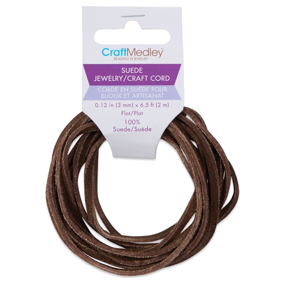 Craft Medley Suede Jewelry Craft Cord - Dark Brown, 0.12" x 6.5 ft