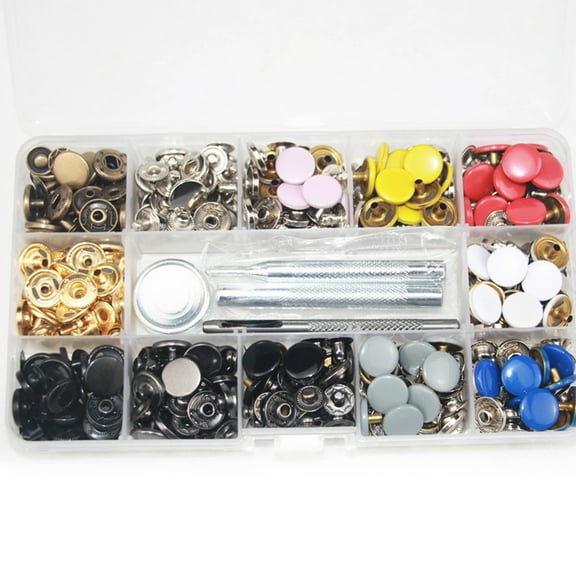 Craft Metal Snap Button Kit Clothes Snaps Button with 4 Pieces Installation Tool
