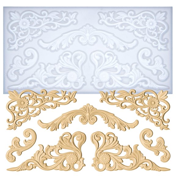 Craft Molds Rococo Embellishment for Polyclay Air Dry Clay Plaster Epoxy Fondant Cake Decor